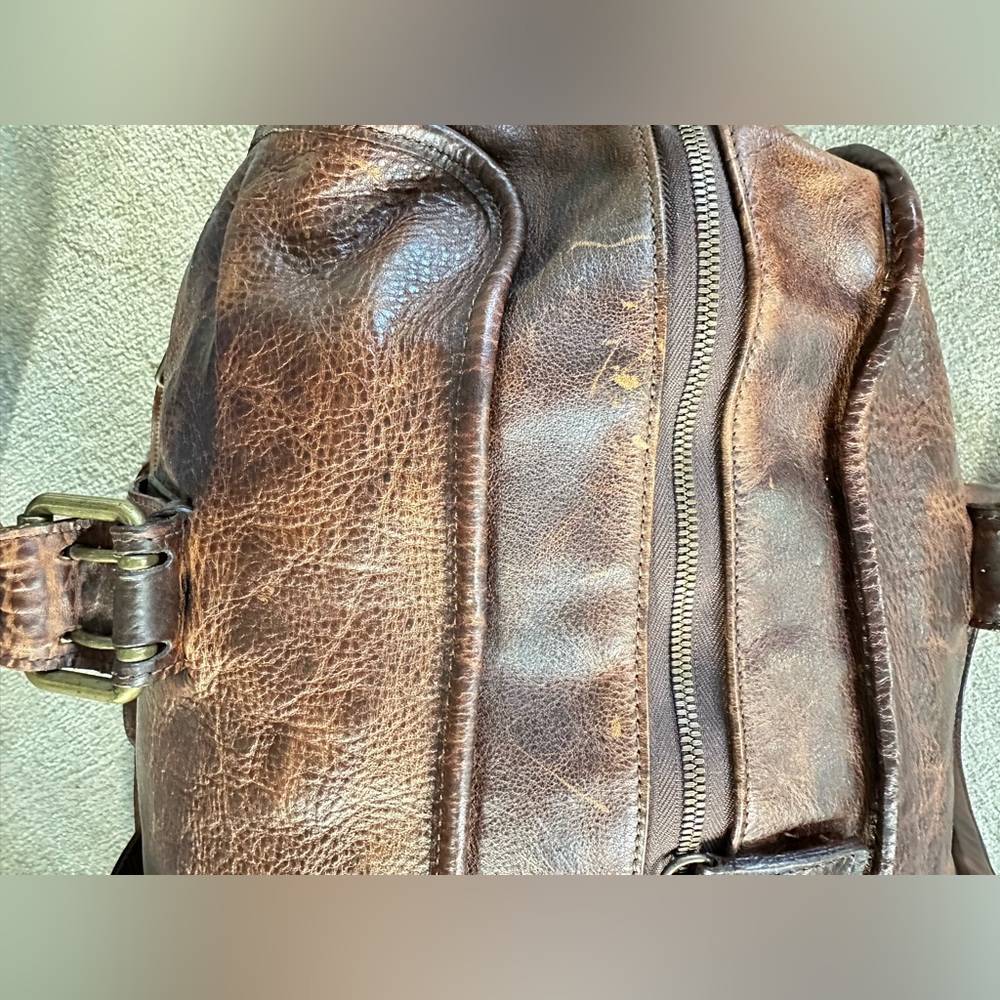 Vintage Brown Leather Duffel Bag - Picture 3 of 10